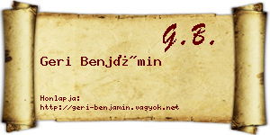 Geri Benjámin névjegykártya