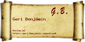 Geri Benjámin névjegykártya